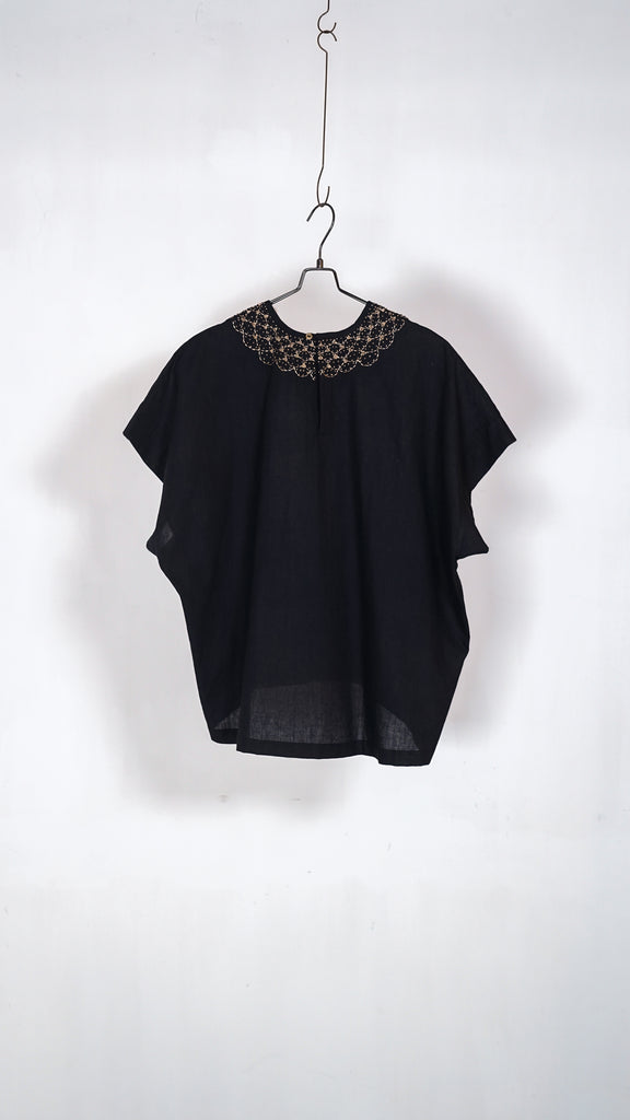 Bunon Embroidery Woven - T - Khadi Cotton Woven  - T Black - OKURA