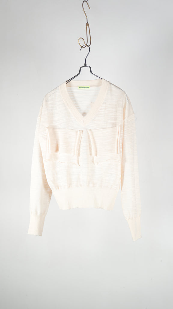 Kotohayokozawa T*D* V-Neck Sheer Knit Banana - OKURA