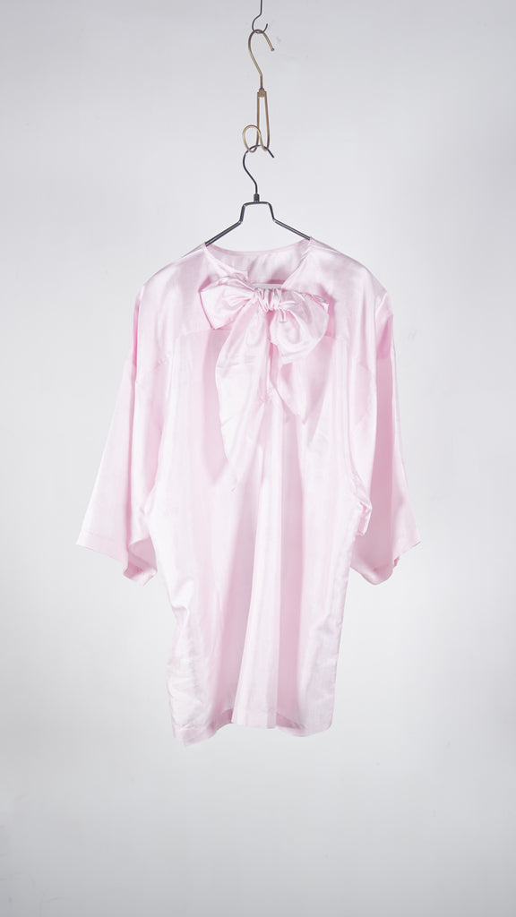 Bunon Ribbon Big Blouse - Khadi Silk Rose Water - OKURA