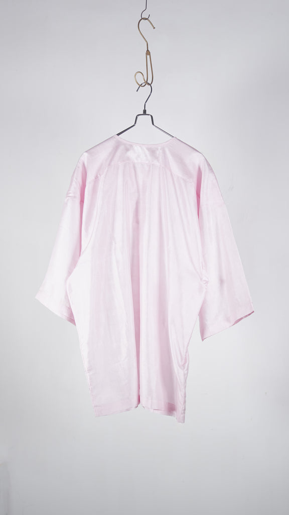 Bunon Ribbon Big Blouse - Khadi Silk Rose Water - OKURA