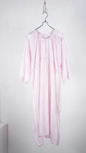 Bunon Back Button Dress - Khadi Silk Rose Water - OKURA