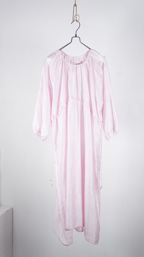 Bunon Back Button Dress - Khadi Silk Rose Water - OKURA