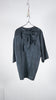 Bunon Ribbon Big Blouse - Khadi Silk Charcoal - OKURA