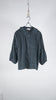 Bunon Flower Tuck Blouse - Khadi Cotton Silk Flower Embroidery Charcoal - OKURA