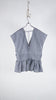Bunon Gingham Ribbon Gilet - Khadi Linen Cotton Gingham Check Charcoal - OKURA