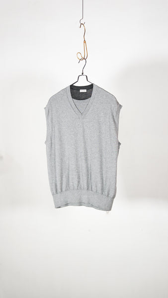 Inscrire Cotton 16G V Neck Vest Grey X Black - OKURA