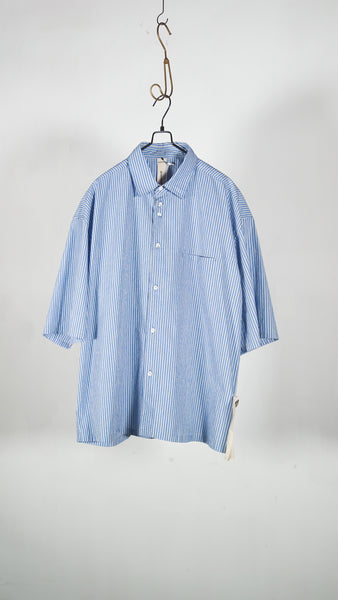 Shinya Kozuka His S/S Shirt(Issue#8) Poplin Blue Stripe - OKURA