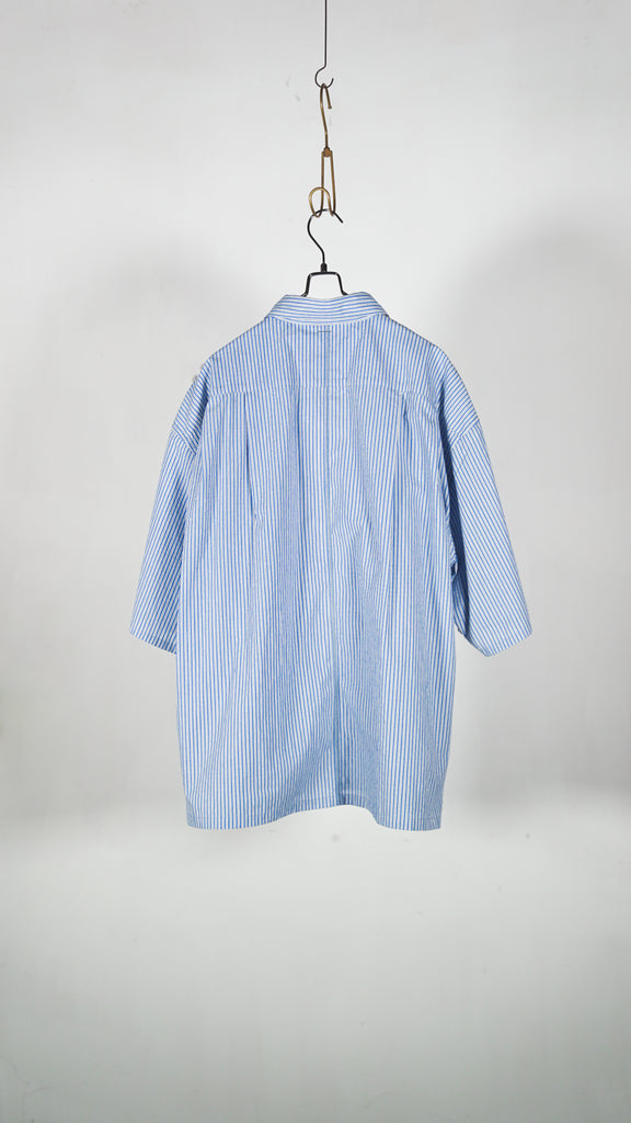 Shinya Kozuka His S/S Shirt(Issue#8) Poplin Blue Stripe - OKURA