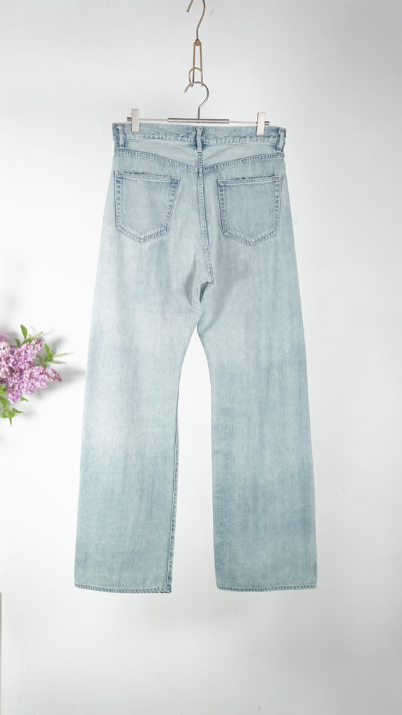Auralee Women Faded Selvedge Light Denim Pants Light Indigo - OKURA