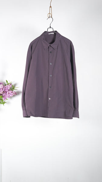 Auralee Men Garment-Dyed Finx Shuttle Weather Shirt Dark Brown - OKURA