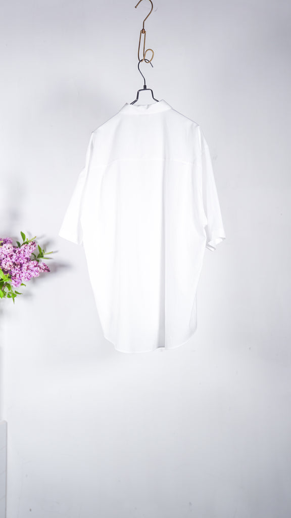 Auralee Men Washed Finx Twill Big Half Sleeved Shirt White - OKURA