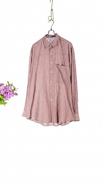 Auralee Men Airy Light Cotton Check Big Shirt Brown - OKURA
