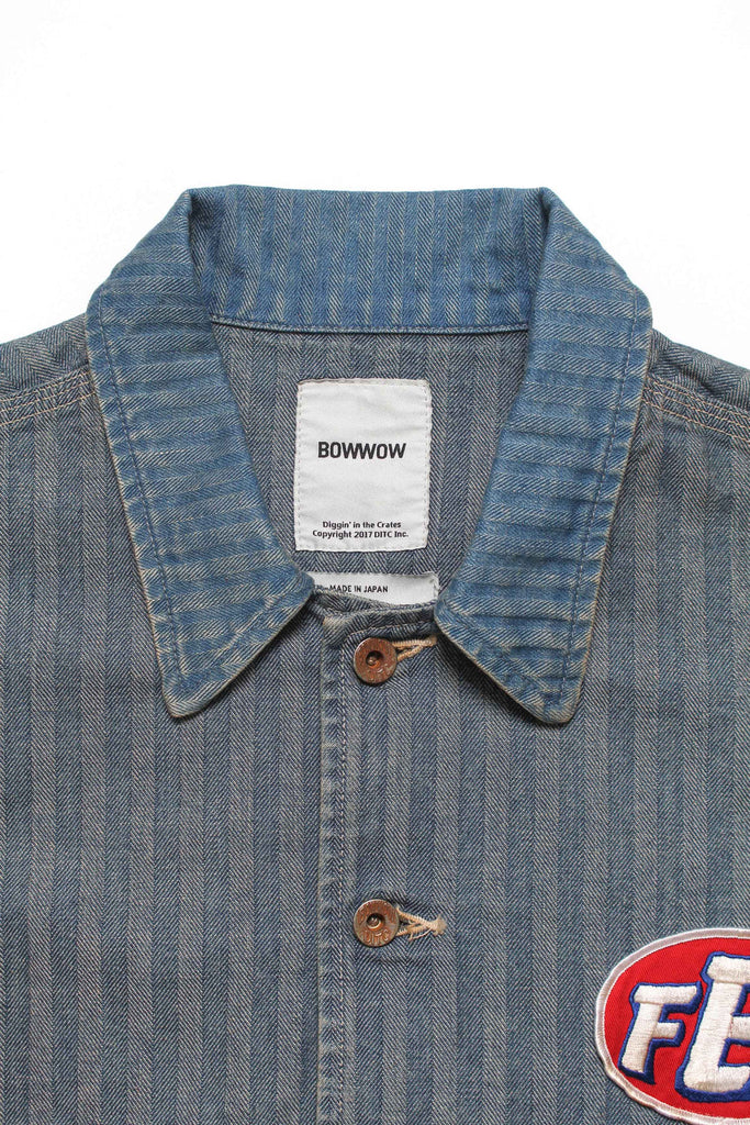 Bowwow Fer Gritgear Jacket Aged Indigo Herringbone - OKURA