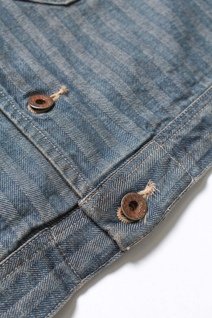 Bowwow Fer Gritgear Jacket Aged Indigo Herringbone - OKURA