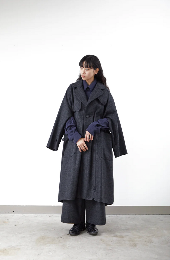 I'M HERE With Pipping: Light Melton Coat Gray – OKURA