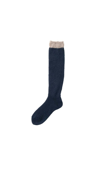 Tricote Mohair Rib Loose Socks Navy - OKURA