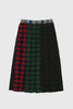 Yanyan Knits Argyle Midi Pleated Skirt Brown/ Green Multi - OKURA