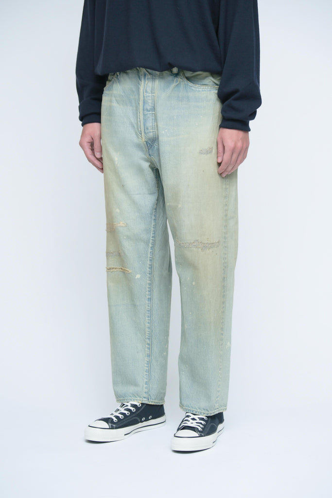希少アプレッセwashed denim wide pants bleach