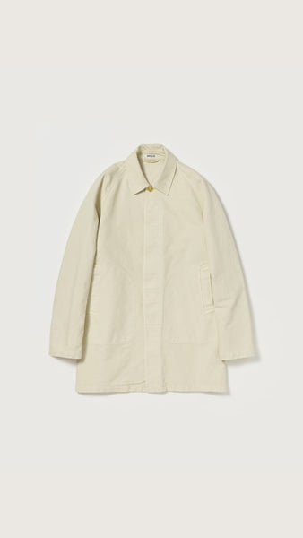Auralee Men Garment-Dyed Organic Cotton Heavy Twill Short Coat Dusty Ivory - OKURA