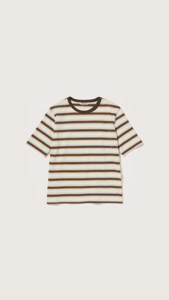 Auralee Women Gradient Stripe Jersey Tee Fade Brown Stripe - OKURA