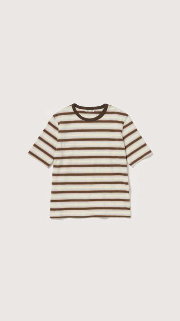 Auralee Women Gradient Stripe Jersey Tee Fade Brown Stripe - OKURA
