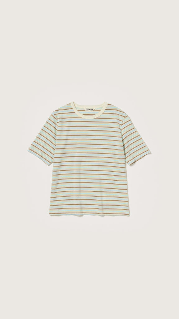Auralee Women Gradient Stripe Jersey Tee Fade Mint Stripe - OKURA