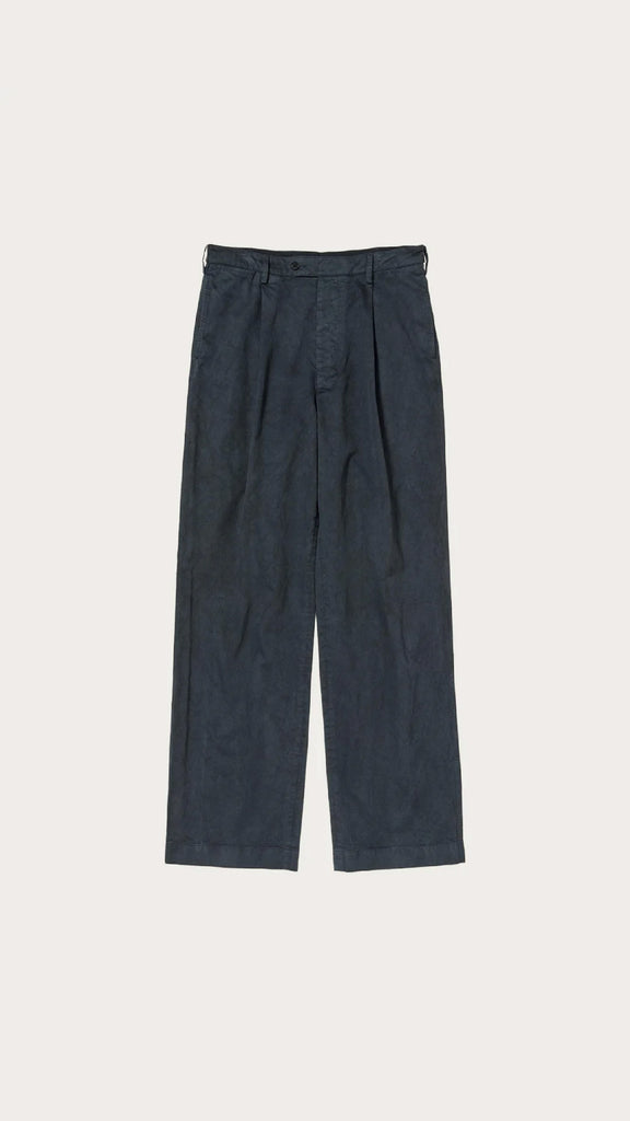 Auralee Women Garment-Dyed Finx Light Chino One-Tuck Wide Pants Black - OKURA