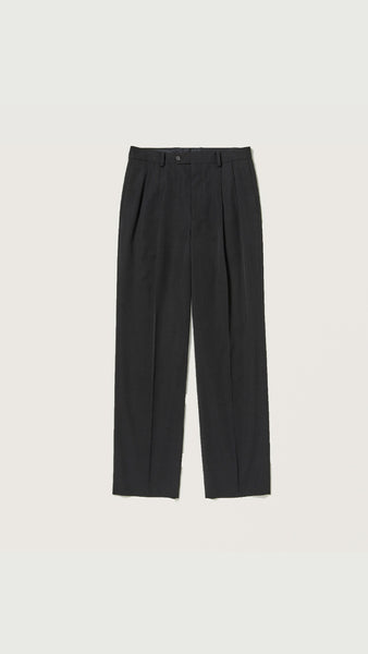 Auralee Men Light Wool Max Gabardine Two-Tuck Slacks Top Black - OKURA