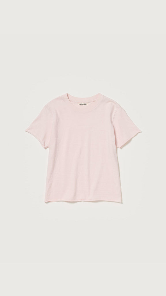 Auralee Women Brushed Organic Cotton Jersey Tee Pale Pink - OKURA