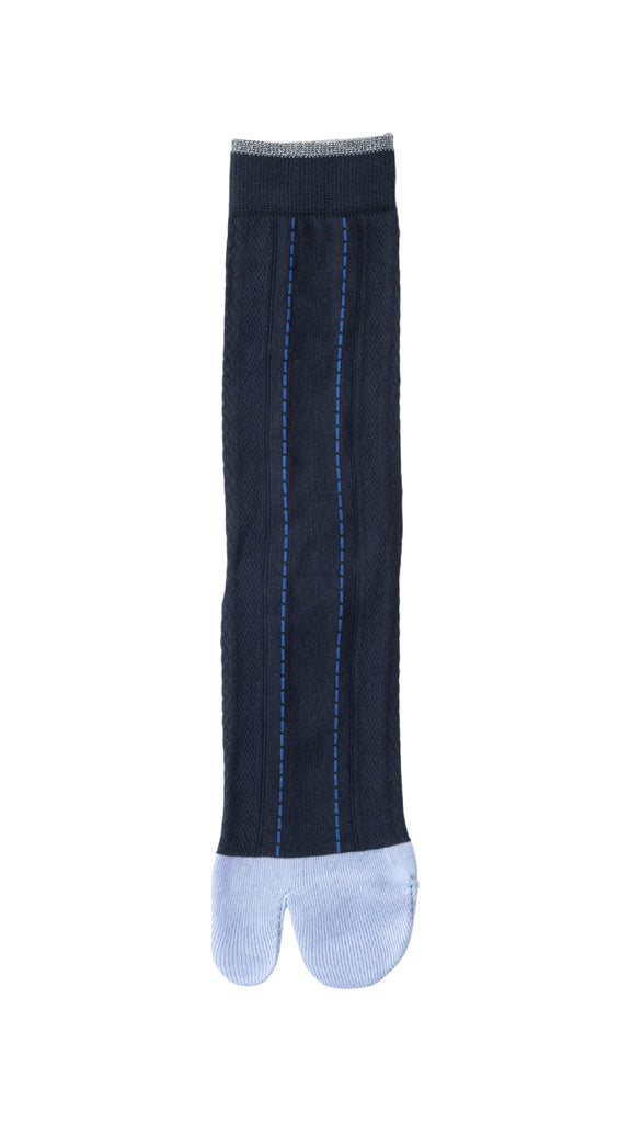 Tricote Lace Pattern Tabi Socks Navy - OKURA