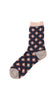 Tricote Sheer Mosaic Tile Pattern Socks Navy - OKURA