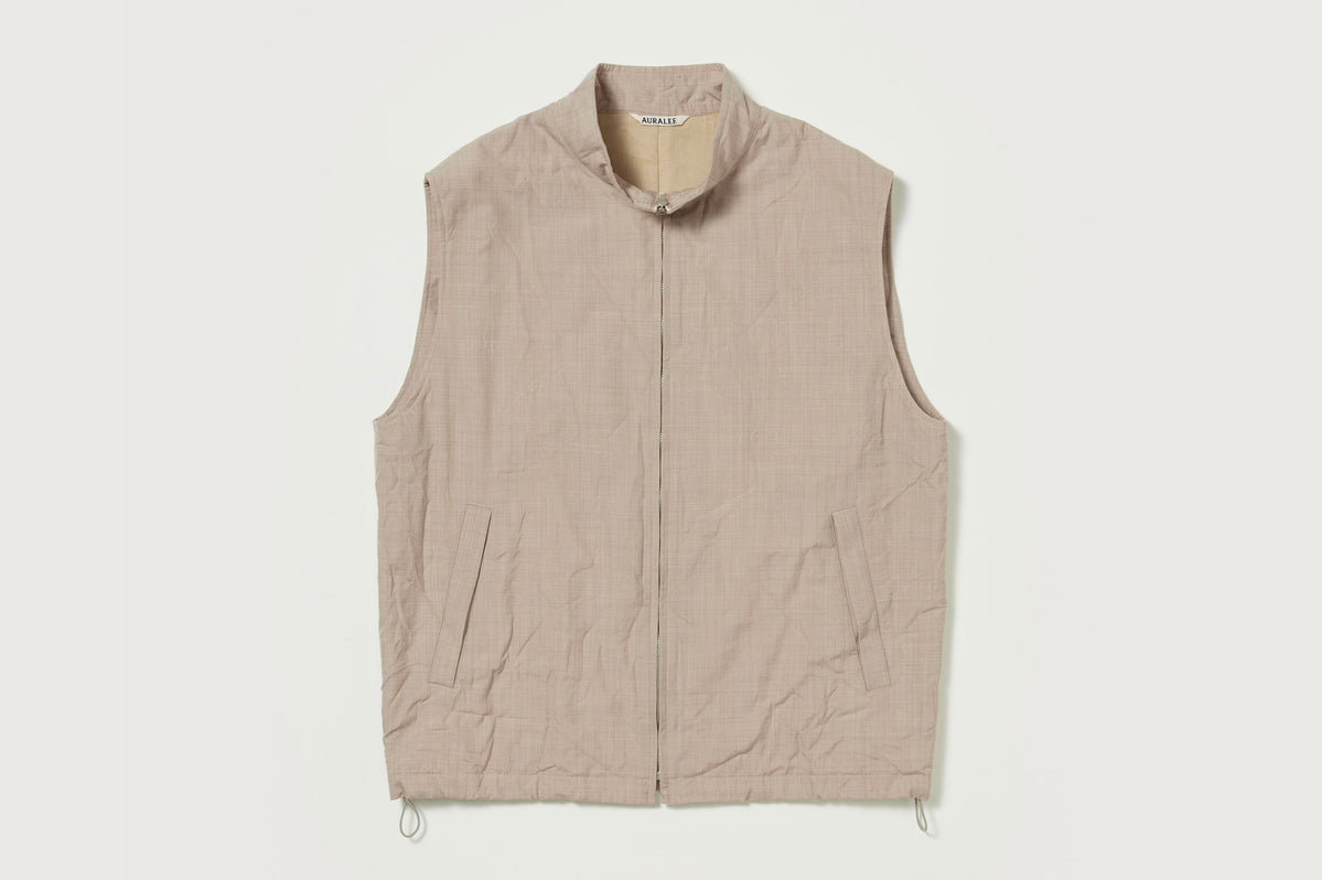 Auralee Men High Count Wool Poplin Vest Top Beige