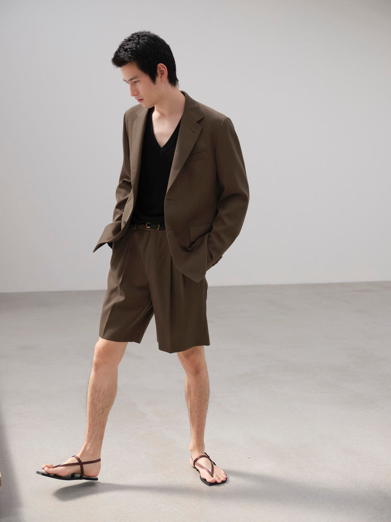 Auralee Men Light Wool Max Gabardine Shorts Dark Brown – OKURA