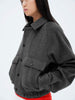 Auralee Women Hairy Wool Mohair Chambray Blouson Dark Gray - OKURA
