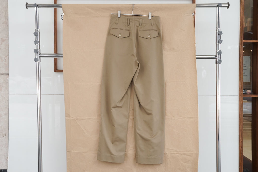 Auralee Men Super Fine Wool Cotton Twill Slacks Beige – OKURA